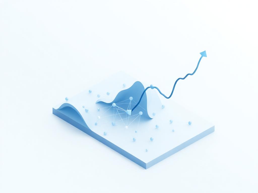 Abstract 3D data visualization showing innovation growth and network connections